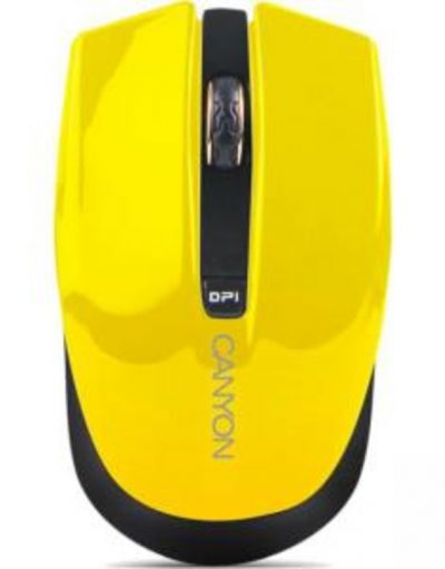 Безжична мишка CANYON Mouse CNS-CMSW5, Wireless, Optical 800/1280 dpi, USB, Жълта, CNS-CMSW5Y