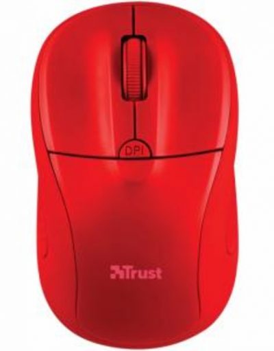 Безжична мишка TRUST Primo, Wireless, 1000-1600 DPI, Червена, 22138