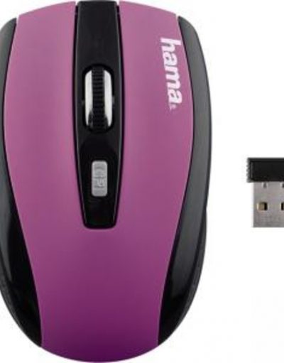 Безжична оптична мишка AM-7.801 USB, 5 бутона, черно/ лилава, HAMA-134929