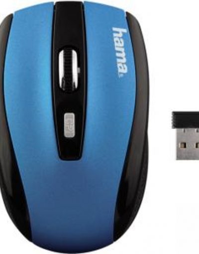 Безжична оптична мишка AM-7.801 USB, 5 бутона, черно/синя, HAMA-134928