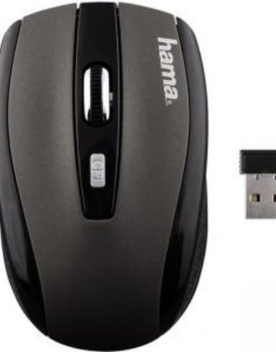 Безжична оптична мишка AM-7.801 USB, 5 бутона, черно/ сива, HAMA-134930