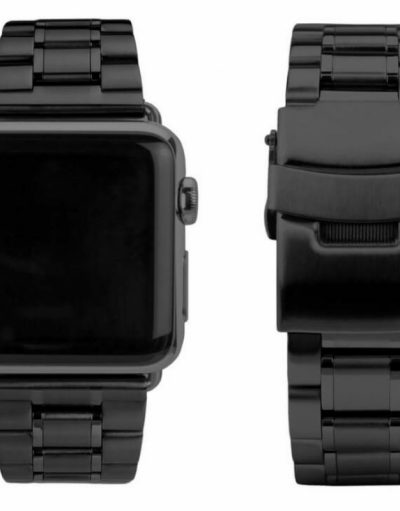 Caseual Steel Band - стоманена каишка с полирани елементи за Apple Watch 38мм (черна)