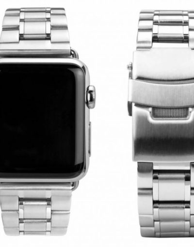 Caseual Steel Band - стоманена каишка с полирани елементи за Apple Watch 38мм (сребрист)