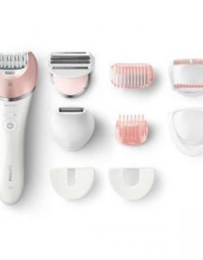 Епилатор Philips Satinelle Advanced Wet & Dry за крака, тяло и лице, 8 аксесоара, Безкабелен и акумулаторен BRE640/00
