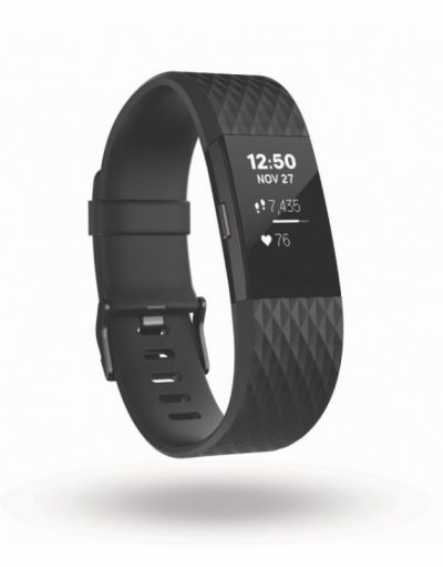 Fitbit Charge 2  Black Gunmetal   Small Size - гривна с дисплей за следене на дневната и нощна активност на организма за iOS и Android (тъмносив)