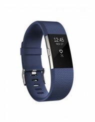 Fitbit Charge 2 Blue Silver - Large Size - гривна с дисплей за следене на дневната и нощна активност на организма за iOS и Android (тъмносин)