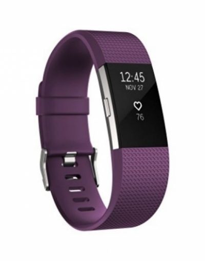 Fitbit Charge 2 Plum Silver - Small Size - гривна с дисплей за следене на дневната и нощна активност на организма за iOS и Android (лилав)