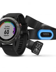 Garmin Fenix 5 - Мултиспорт GPS спортен часовник и HRM-Tri пулсомер (сив с черна каишка)