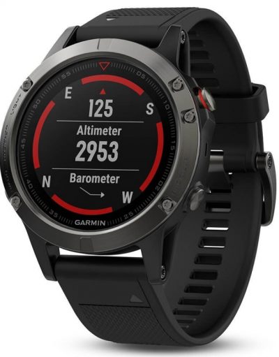 Garmin Fenix 5 - Мултиспорт GPS спортен часовник (сив с черна каишка)