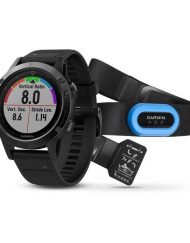 Garmin Fenix 5 Sapphire - Мултиспорт GPS спортен часовник със сапфирена леща и HRM-Tri пулсомер (черен с черна каишка)