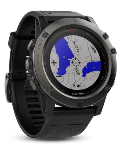 Garmin Fenix 5X Sapphire - Мултиспорт GPS спортен часовник с пълноцветна пътна карта (сив с черна каишка)