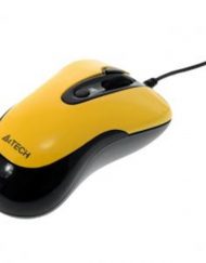 Мишка A4tech N-61FX-4 Жична мини мишка, жълта, с прибиращ се кабел - A4-MOUSE-N-61FX-4