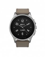 Vector Luna Brushed Steel Tan Leather - луксозен Bluetooth тъч часовник за iOS и Android смартфони (кафява кожена каишка)