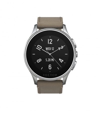 Vector Luna Brushed Steel Tan Leather - луксозен Bluetooth тъч часовник за iOS и Android смартфони (кафява кожена каишка)