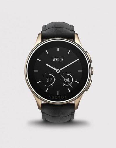 Vector Luna Smartwatch Champagne Gold with Black Croco Strap - луксозен Bluetooth тъч часовник за iOS и Android смартфони (черна кожена каишка)