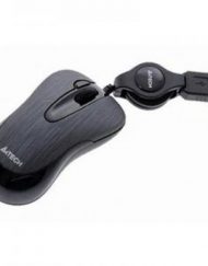Жична мини мишка A4tech N-60F-2 , черна-графит, с прибиращ се кабел - A4-MOUSE-N-60F-2