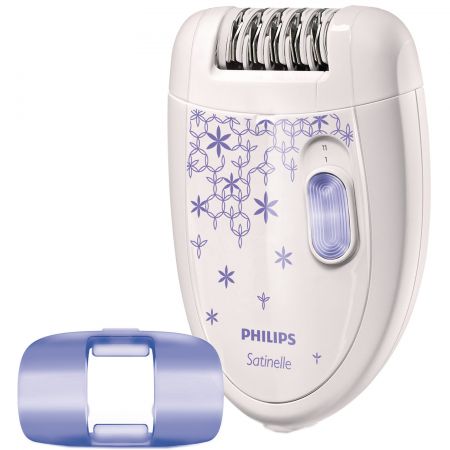 Епилатор Philips Satinelle HP6421/00, Метални дискове, 20 Точки на захващане, 2 Скорости, Бял/Лилав