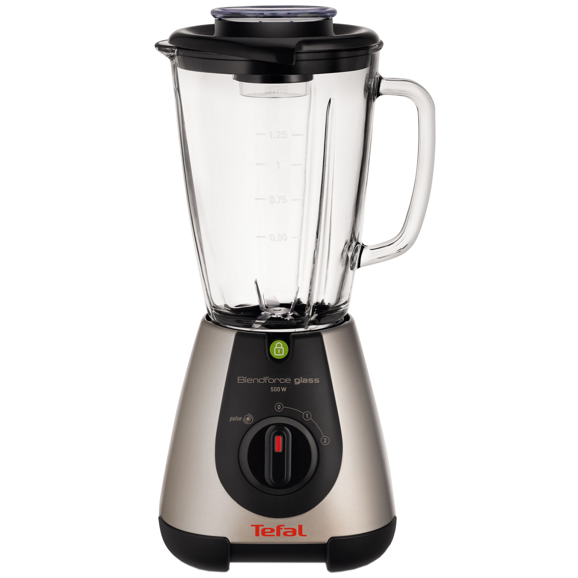 Блендер Tefal BlendForce Glass Tripl'Ax BL313A38, 500 W, 1.25 л, 2 скорости, Черен/Инокс