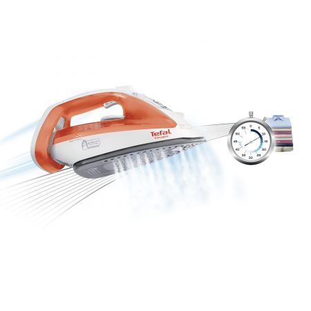 Ютия Tefal Easygliss FV3912E0, 2200W, 35g/min, 110g/min, Плоча Durilium, Бяла/Червена