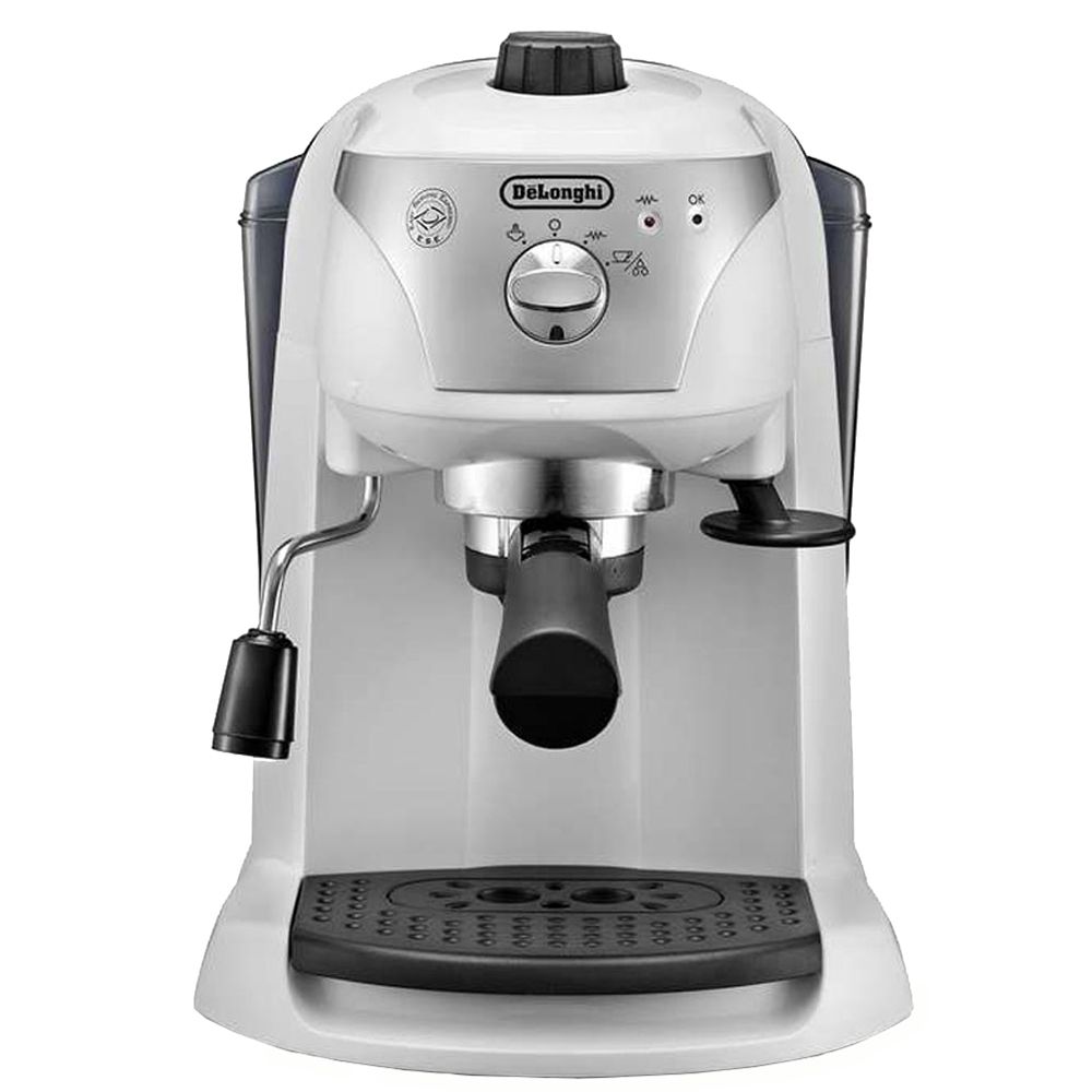 Еспресо машина DeLonghi EC221.W, Ръчна, Устройство за пяна, Система cappuccino, 15 бара, Автоматично изключване, Бяла