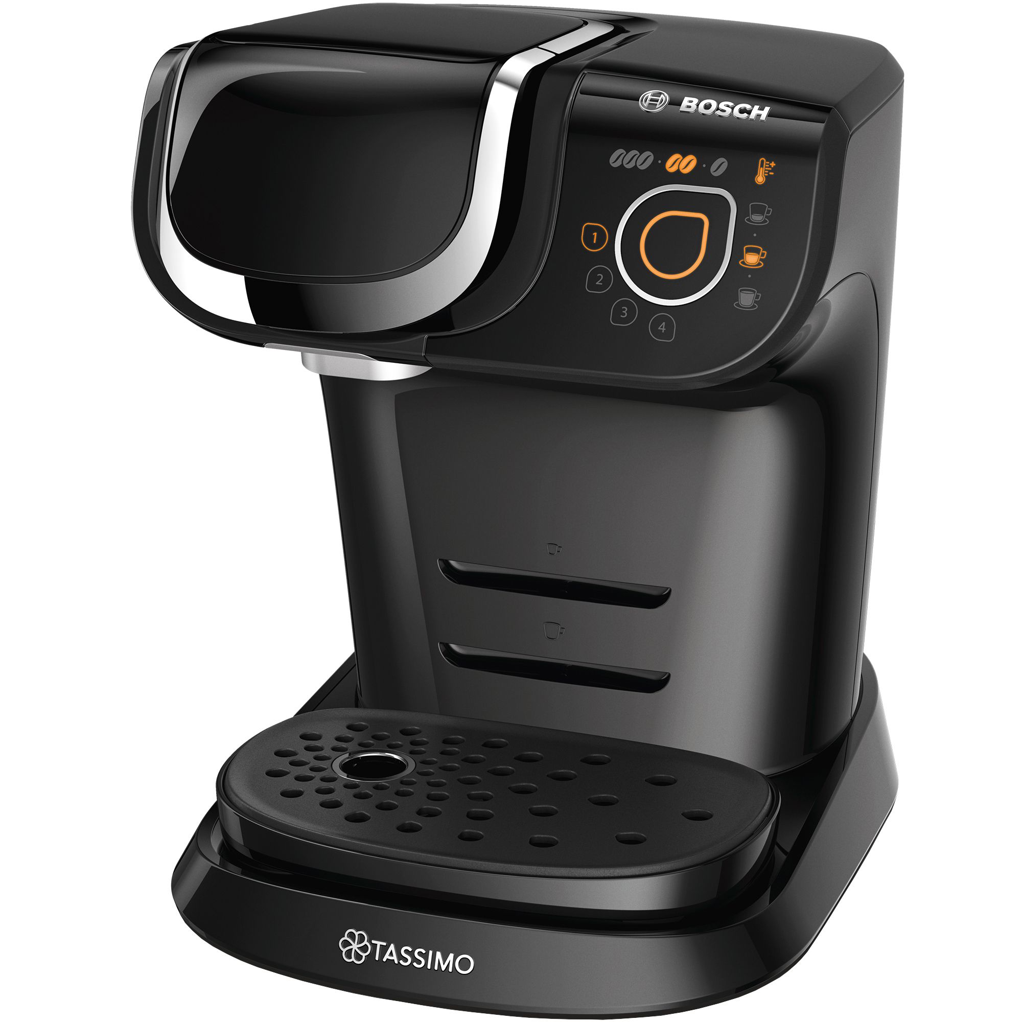 Еспресо машина Bosch Tassimo MY WAY TAS6002, 1500W, 1.3 л, T-Disc, Tehnologie INTELLIBREW, Индивидуално персонализиране на напитката чрез 3 различни настройки, 4 памет настройки, Черна