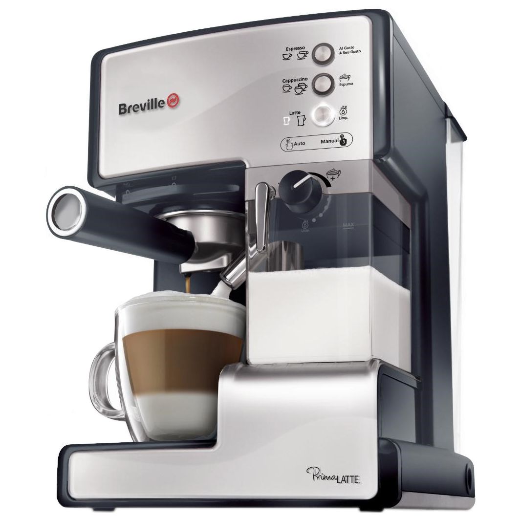 Еспресо машина Breville Prima Latte VCF045X-01, Функция разпенване на млякото, Функция Cappuccino, Самопочистване, 15 бара, 1.5 л, Съд за мляко 0.3 л, Сребриста