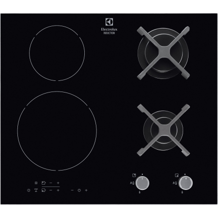 Плот за вграждане Electrolux EGD6576NOK, 2 Газови нагревателни зони/2 Индукционни нагревателни зони, Електрическо запалване, Черен