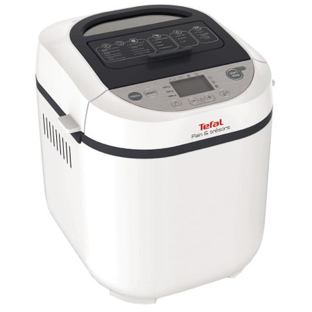 Хлебопекарна Tefal Pain et Tresors PF250135, 700W, 3 настройки, 20 програми, 28 рецепти, Програмиран старт, Бяла/Черна