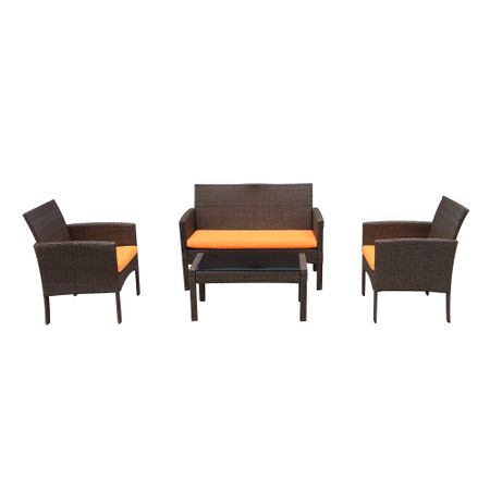 Комплект градински мебели Kring Bahamas: Пейка + 2 стола + Маса, Оранжев