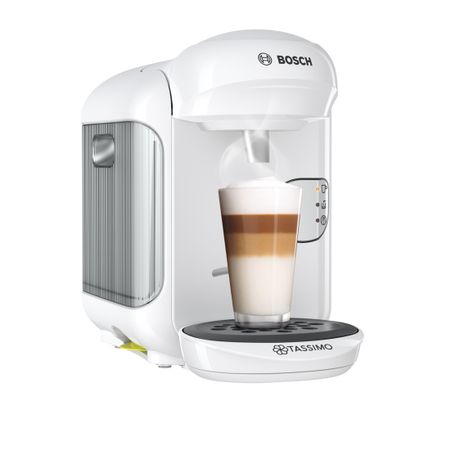 Еспресо машина Bosch Tassimo Vivy II TAS1404, 1300w, 3.3 бара, 0.7 л, Самопочистване и премахване на котлен камък, Капсули, Бяла