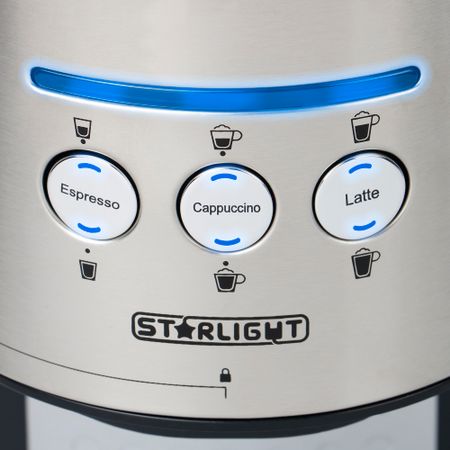 Еспресо машина Star-Light ESD-170SS, Ръчна, 15 бара, 1.7 л, Устройство за пяна, Премахващ съд за мляко 0,5 л, Inox