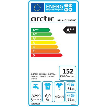 Пералня Slim Arctic APL61012BDW0, 6 кг, 1000 об/мин, Клас A+++, Бяла