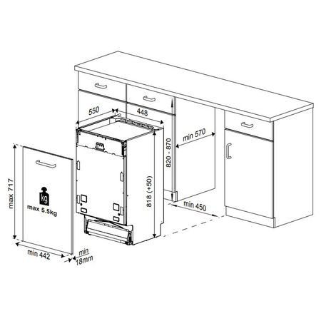 Съдомиялна за вграждане Beko DIS25011, 10 комплекта, 5 програми, Клас A+, 45 см