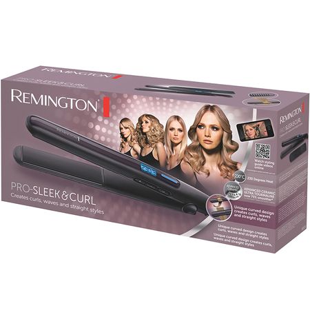 Преса за коса Remington PRO-Sleek & Curl S6505, 230 градуса, Лилава 