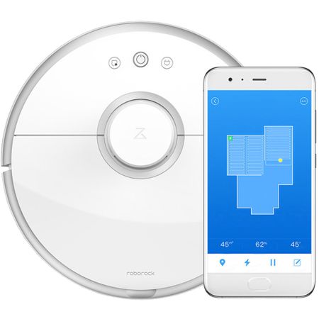 Робот прахосмукачка Xiaomi Roborock 2, Li-ion батерия, Моп, Автономия 2 часа, Wi Fi, Бяла