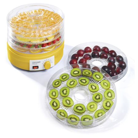 Уред за сушене на плодове Concept SO1015, 245 W, 6 нива, 35-70 градуса, Жълт