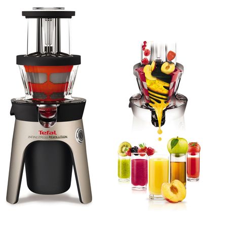 Сокоизстисквачка Tefal ZC500H38, 300 W, Съд за сок 1 л, Съд за пулпа 1 л, Черна/Инокс Сокоизстисквачка Tefal ZC500H38, 300 W, Съд за сок 1 л, Съд за пулпа 1 л, Черна/Инокс