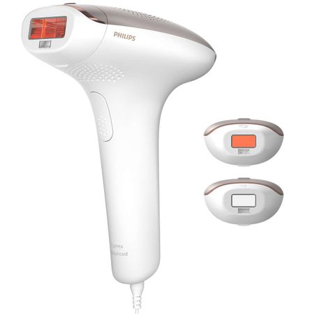 Фотоепилатор IPL Philips Lumea Advanced SC1998/00, 250 000 импулса, Сензор за тон на кожата, Тяло и лице, Работа с кабел, Калъф, Розов/Бял