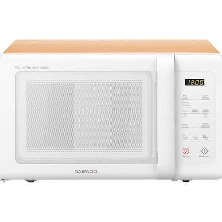 Микровълнова фурна Daewoo KOR-91RBWO, 25 л, 900 W, Цифрова, Електронен дисплей, Таймер, Zero&On, SteamCleaning, Бяла/Оранжева