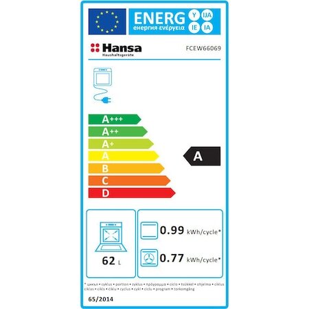 Готварска печка Hansa FCEW66069, Електрическа, 4 нагревателни зони, Електрическа фурна, Клас A, 60 см, Бяла