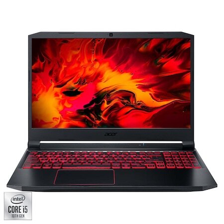 Лаптоп Gaming Acer Nitro 5 AN515-55, Intel Core i5-10300H, 15.6", Full HD, RAM 8GB, 512GB SSD, NVIDIA GeForce RTX 3050 4GB, No OS, Black