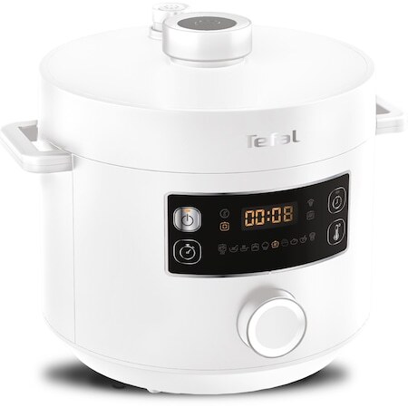 Уред за готвене под налягане TEFAL Turbo Cuisine CY754130, 1090W, 5 л, 10 програми, Купа за готвене Tefal Spherical Bowl, Бял