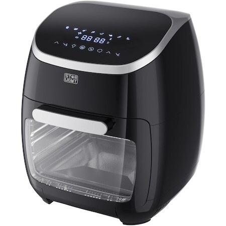 Фритюрник без мазнина XXL Star-Light Airfryer DAFB-1120BL, 2000W, 11 л, Дигитален контрол, 8 предварително зададени програми, Въртящ се шиш, Таймер, Черен