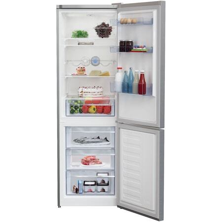 Хладилник с фризер Beko RCSA406K40XBN, 386 л, Рафт за бутилки, Клас E, H 201 см, Сребрист
