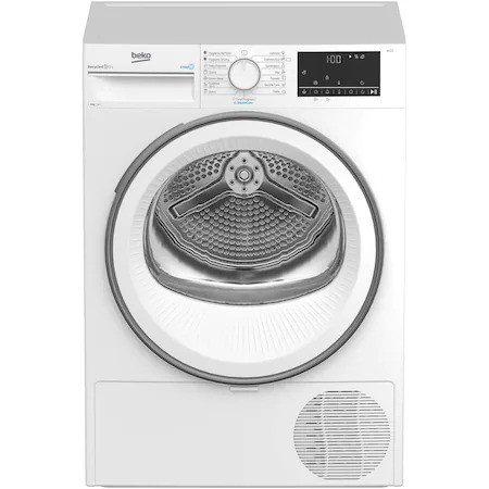 Сушилня Beko B3T68230, Термопомпа, 8 кг, 15 програми, Клас А ++, SteamCure, RecycledDry, EcoGentle, OptiSense, Aquawave, Бял