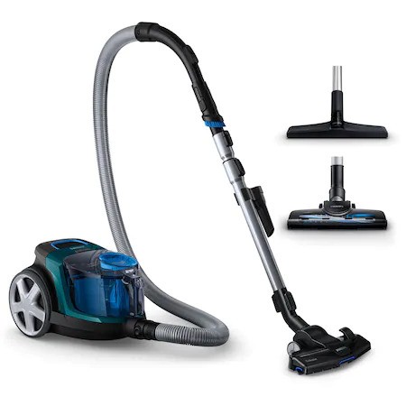 Прахосмукачка без торба Philips PowerPro Compact FC9334/09, 900 W, PowerCyclone 5, Четка TriActive, TurboBrush, Паркет, Филтър анти-алергичен ECARF, Зелена