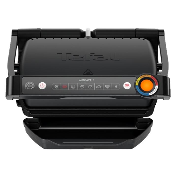 Електрическа скара Tefal OptiGrill+ GC717810, 2000W, 6 автоматични програми за готвене, Индикатор за готвене, Подвижни плочи с незалепващо покритие, Черен Електрическа скара Tefal OptiGrill+ GC717810, 2000W, 6 автоматични програми за готвене, Индикатор за готвене, Подвижни плочи с незалепващо покритие, Черен