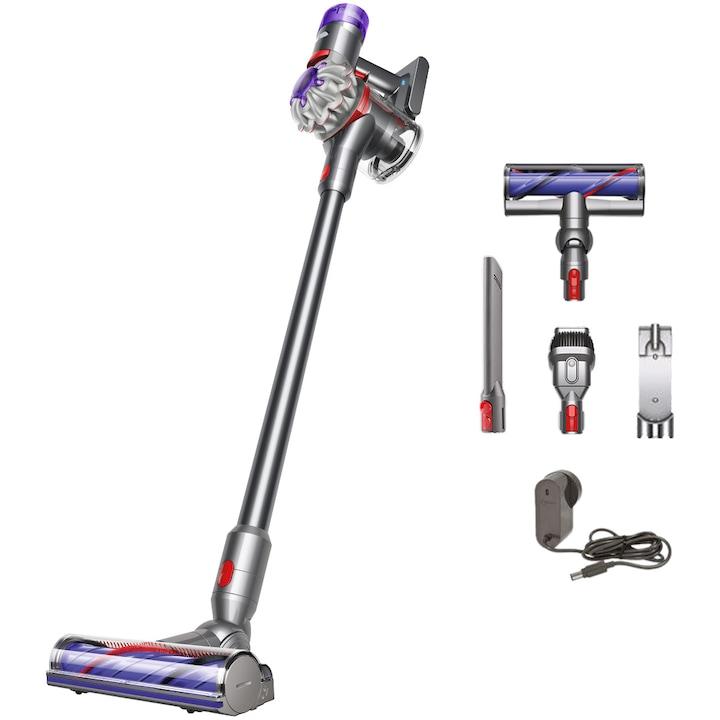 Безжична вертикална прахосмукачка Dyson V8 Advanced, 130AW, 425 W, 21.6 V, 0.54 l, автономност 40 минути, Сив/Сребрист
