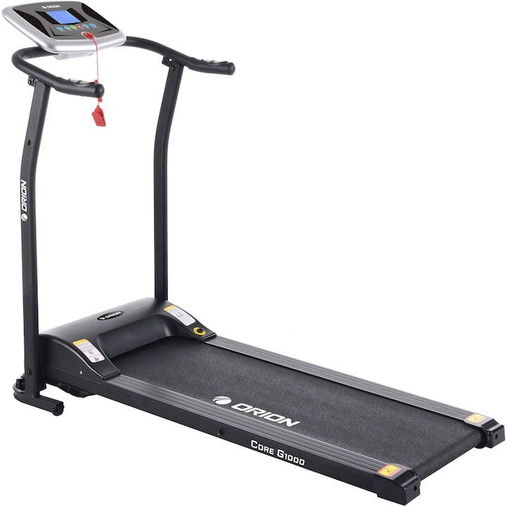 Електрическа бягаща пътека Orion Core G100, Мотор 1.5 HP, Скорост 0.8-10 км/ч, Bluetooth Fitshow/Kinomap/Zwift, предварително зададени програми, максимално тегло на потребителя 100 кг, сгъваем, сензори за пулс