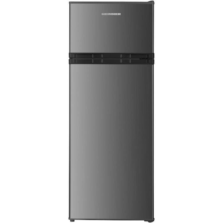 Хладилник с 2 врати Heinner HF-H2206XE++, 206 л, Клас Е, LED осветление, 3 стъклени рафта, H 143 см, Inox